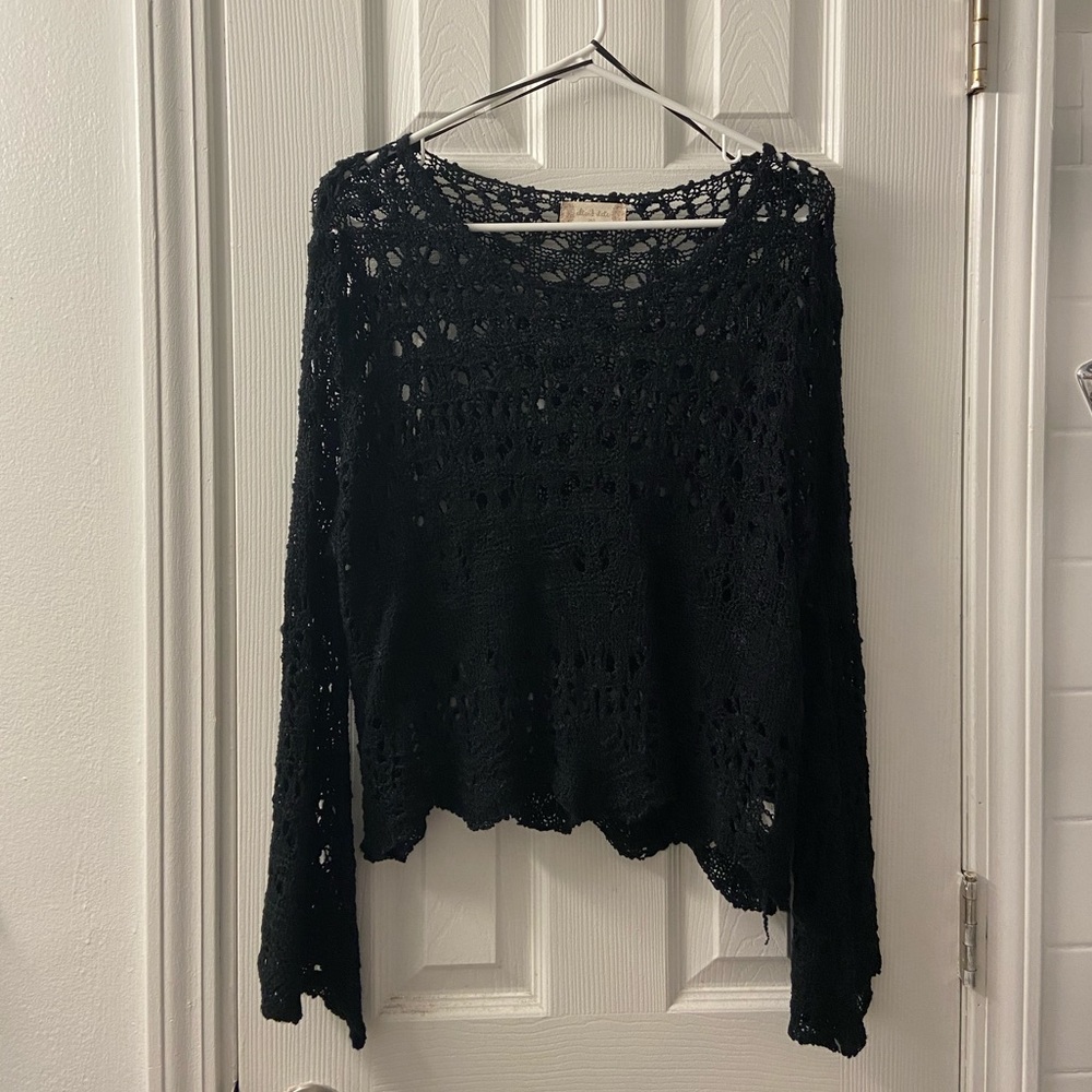 Altard State Black Crochet Sweater